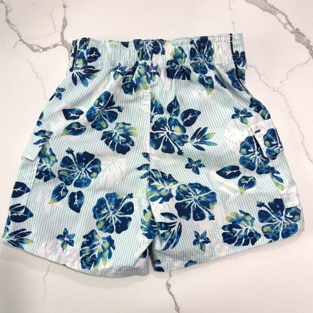 Carter’s Infant Boys Blue Tropical Floral Swim Shorts Trunks 9 Months Hawaiian